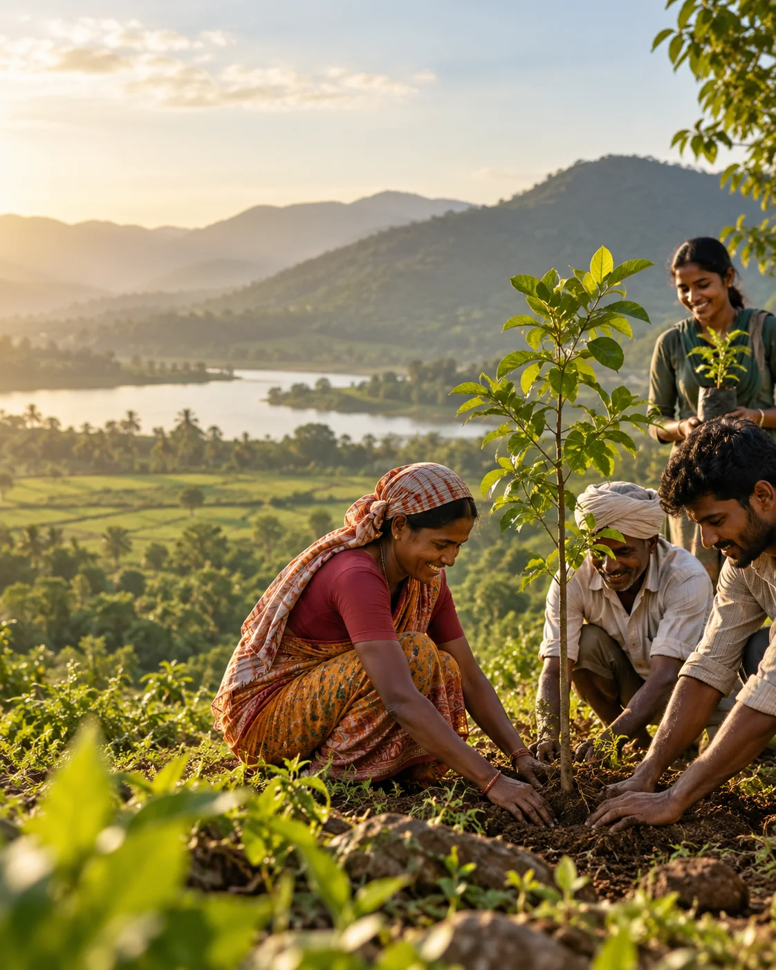 Community restoration and planting in an Indian landscape